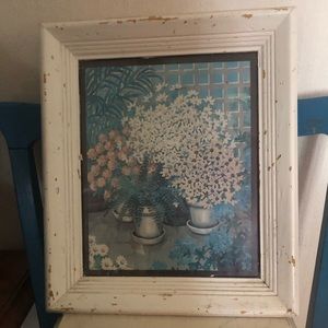 Shabby Chic Framed Greenhouse Flower Scene
